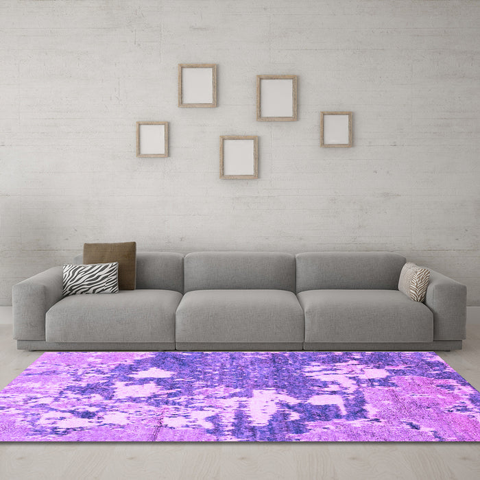 Machine Washable Abstract Purple Modern Area Rugs in a Living Room, wshabs2544pur