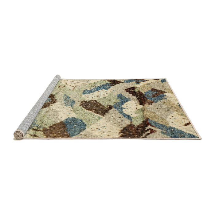 Sideview of Machine Washable Abstract Brown Rug, wshabs2545