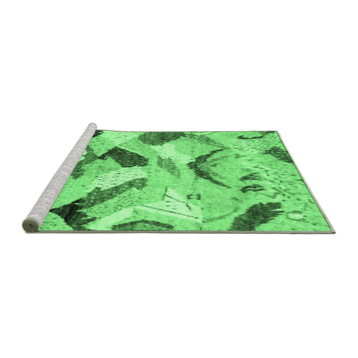 Sideview of Machine Washable Abstract Emerald Green Modern Area Rugs, wshabs2545emgrn