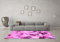 Machine Washable Abstract Pink Modern Rug, wshabs2545pnk