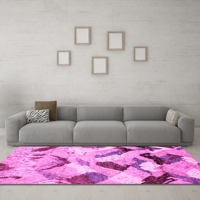 Machine Washable Abstract Pink Modern Rug in a Living Room, wshabs2545pnk