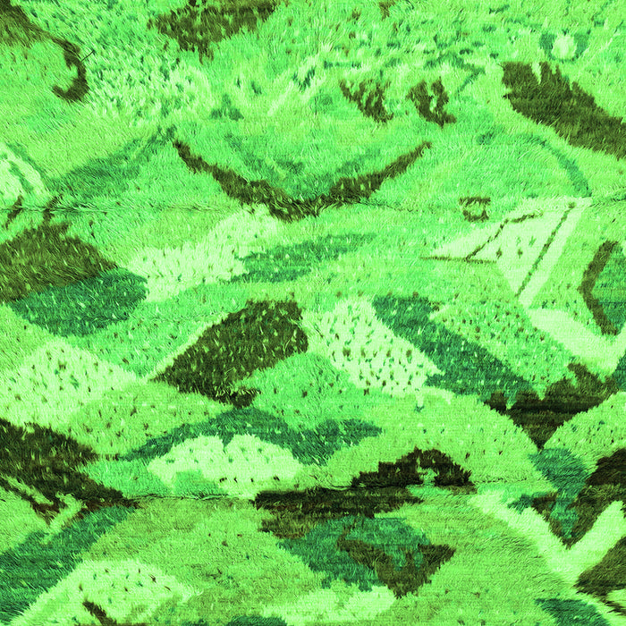 Square Machine Washable Abstract Green Modern Area Rugs, wshabs2545grn