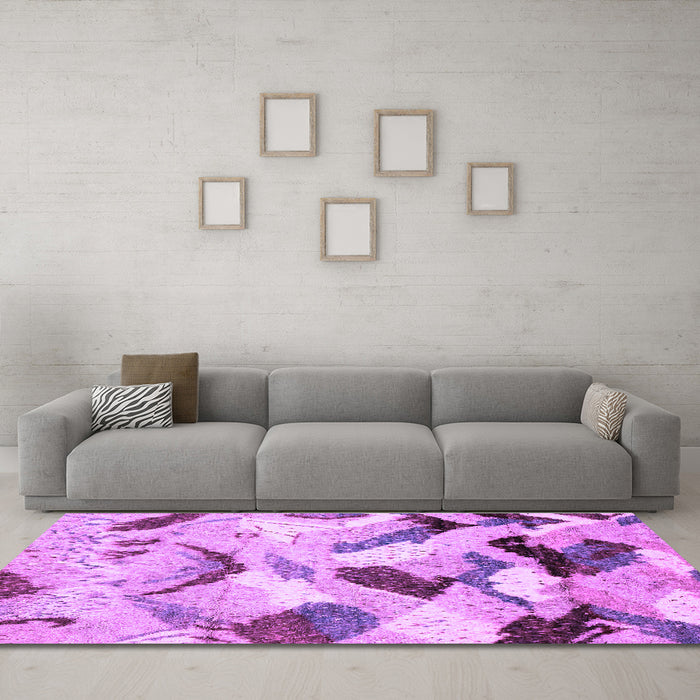 Machine Washable Abstract Purple Modern Area Rugs in a Living Room, wshabs2545pur