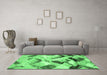 Machine Washable Abstract Emerald Green Modern Area Rugs in a Living Room,, wshabs2545emgrn