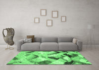 Machine Washable Abstract Emerald Green Modern Rug, wshabs2545emgrn