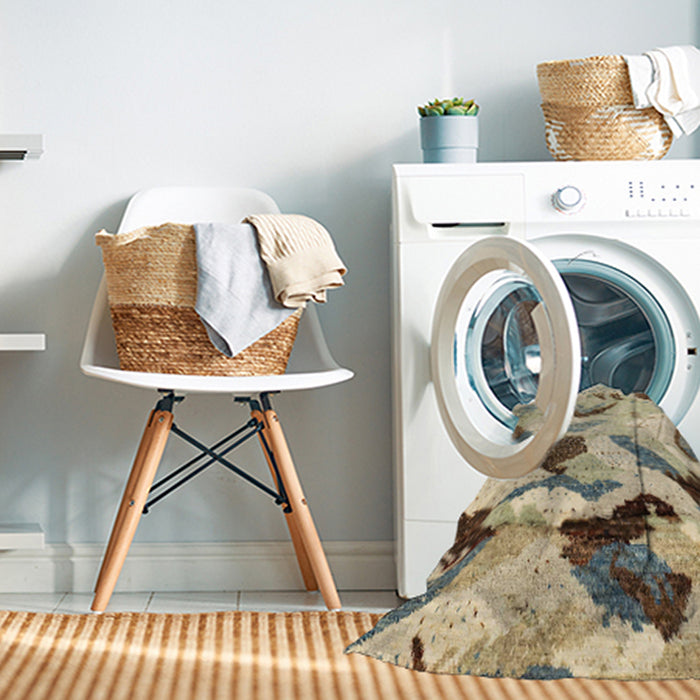 Machine Washable Abstract Brown Rug in a Washing Machine, wshabs2545