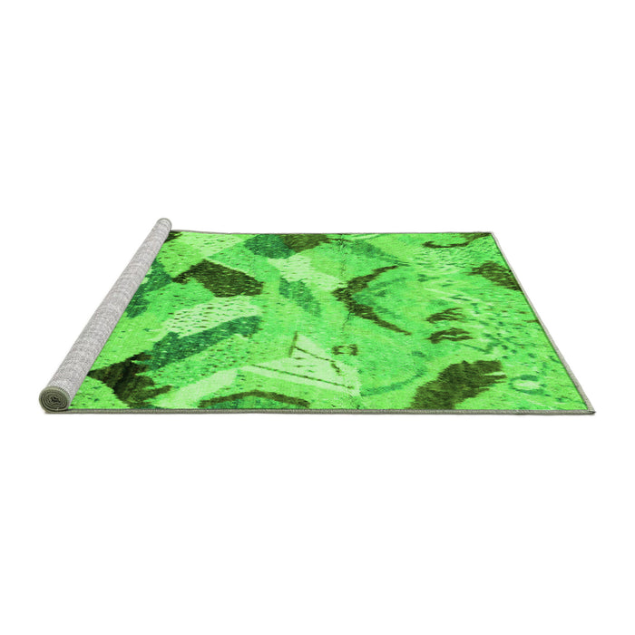 Sideview of Machine Washable Abstract Green Modern Area Rugs, wshabs2545grn