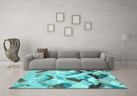 Machine Washable Abstract Light Blue Modern Rug, wshabs2545lblu