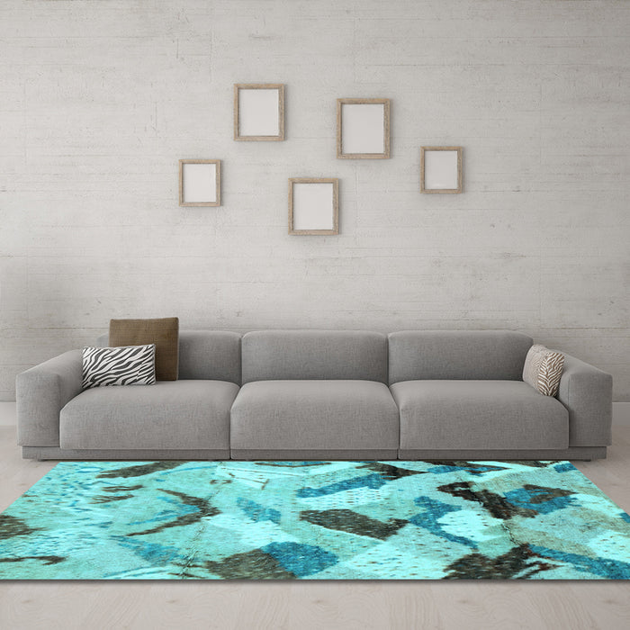 Machine Washable Abstract Light Blue Modern Rug in a Living Room, wshabs2545lblu