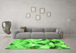 Machine Washable Abstract Green Modern Area Rugs in a Living Room,, wshabs2545grn