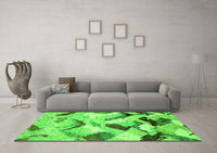 Machine Washable Abstract Green Modern Rug, wshabs2545grn