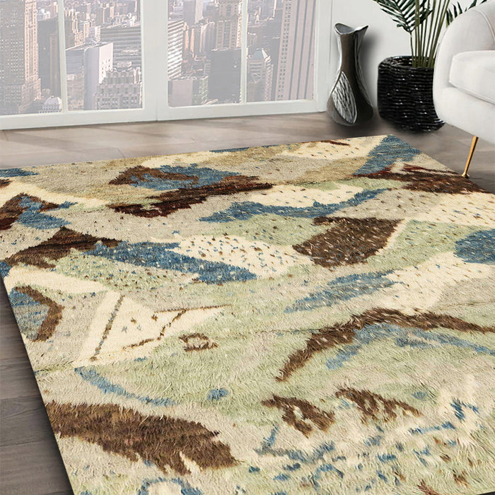 Abstract Brown Modern Rug in Family Room, abs2545