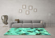 Machine Washable Abstract Turquoise Modern Area Rugs in a Living Room,, wshabs2545turq