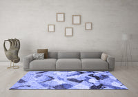 Machine Washable Abstract Blue Modern Rug, wshabs2545blu