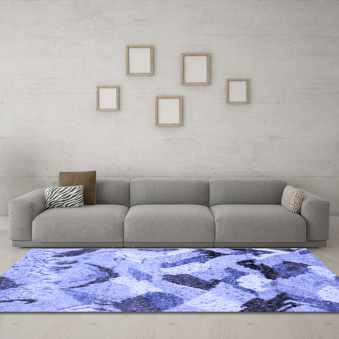 Machine Washable Abstract Blue Modern Rug in a Living Room, wshabs2545blu