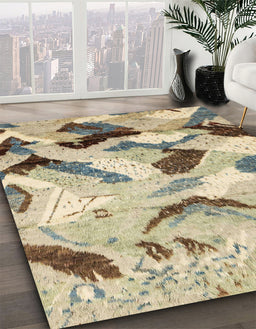 Machine Washable Abstract Brown Rug in a Family Room, wshabs2545