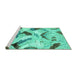 Sideview of Machine Washable Abstract Turquoise Modern Area Rugs, wshabs2545turq