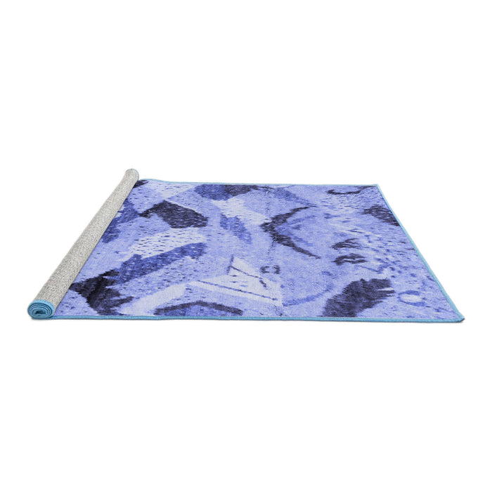 Sideview of Machine Washable Abstract Blue Modern Rug, wshabs2545blu