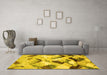 Machine Washable Abstract Yellow Modern Rug in a Living Room, wshabs2545yw