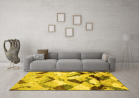 Machine Washable Abstract Yellow Modern Rug, wshabs2545yw