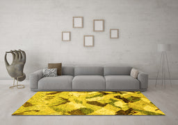 Machine Washable Abstract Yellow Modern Rug in a Living Room, wshabs2545yw
