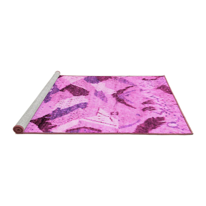 Sideview of Machine Washable Abstract Pink Modern Rug, wshabs2545pnk