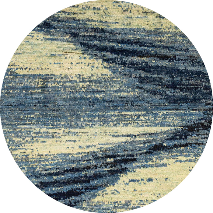 Round Machine Washable Abstract Dark Blue Grey Blue Rug, wshabs2546