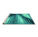 Sideview of Machine Washable Abstract Turquoise Modern Area Rugs, wshabs2546turq