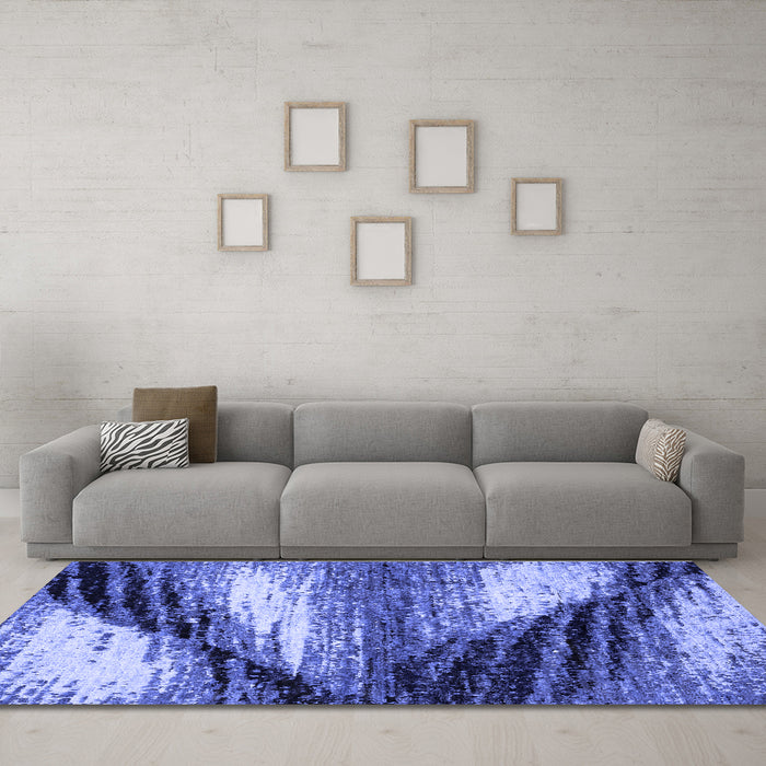 Machine Washable Abstract Blue Modern Rug in a Living Room, wshabs2546blu