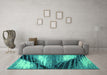 Machine Washable Abstract Turquoise Modern Area Rugs in a Living Room,, wshabs2546turq