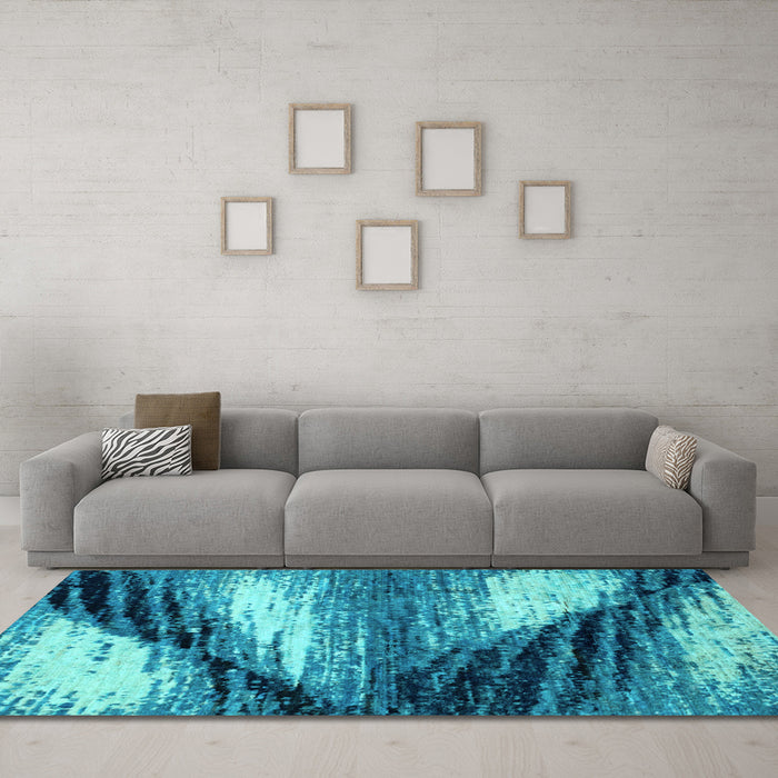 Machine Washable Abstract Light Blue Modern Rug in a Living Room, wshabs2546lblu