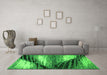 Machine Washable Abstract Green Modern Area Rugs in a Living Room,, wshabs2546grn