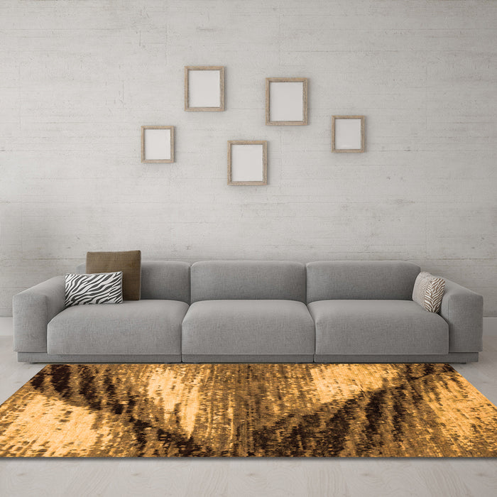 Machine Washable Abstract Orange Modern Area Rugs in a Living Room, wshabs2546org