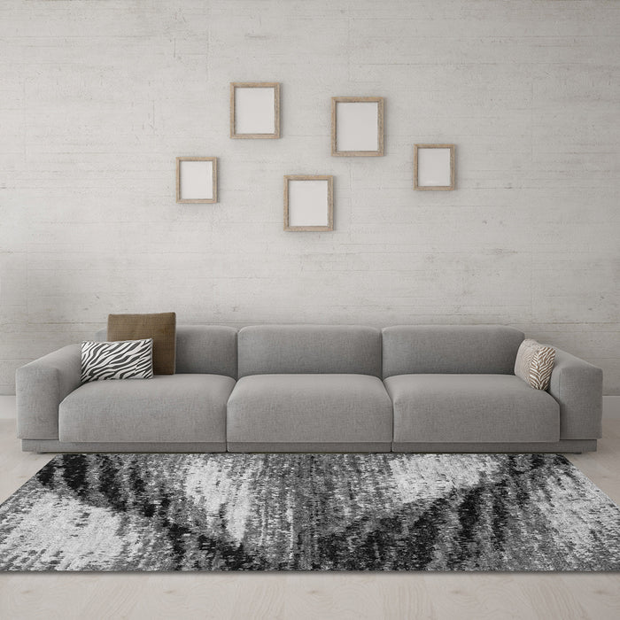 Machine Washable Abstract Gray Modern Rug in a Living Room,, wshabs2546gry
