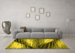 Machine Washable Abstract Yellow Modern Rug in a Living Room, wshabs2546yw