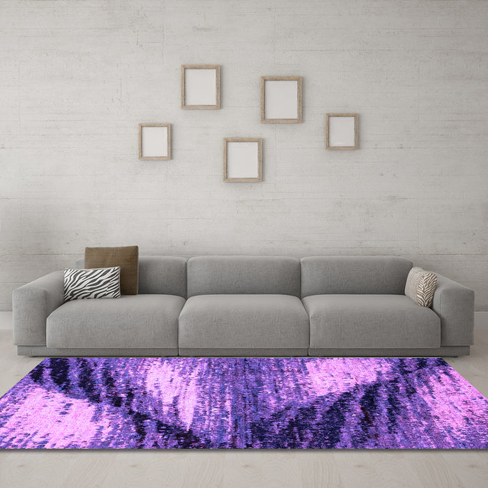 Machine Washable Abstract Purple Modern Area Rugs in a Living Room, wshabs2546pur