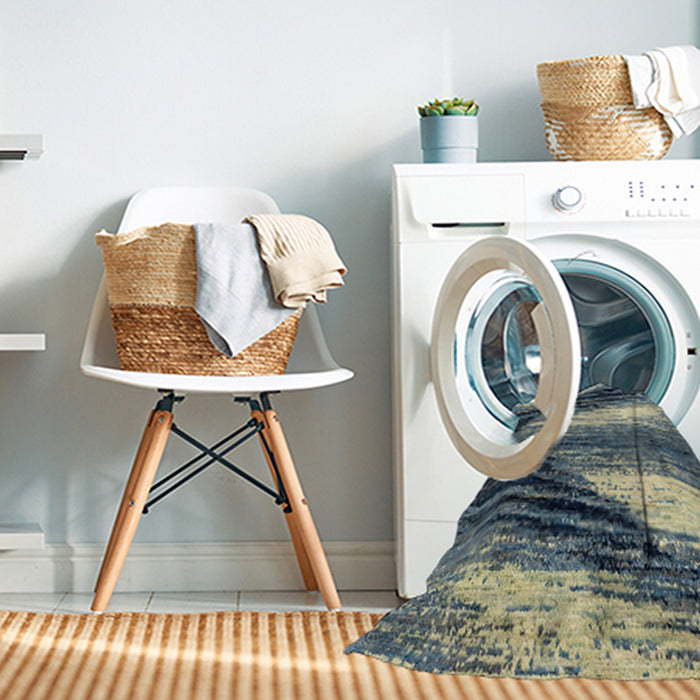 Machine Washable Abstract Dark Blue Grey Blue Rug in a Washing Machine, wshabs2546