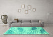 Machine Washable Abstract Turquoise Modern Area Rugs in a Living Room,, wshabs2547turq