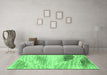 Machine Washable Abstract Emerald Green Modern Area Rugs in a Living Room,, wshabs2547emgrn