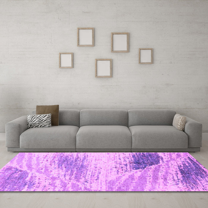 Machine Washable Abstract Purple Modern Area Rugs in a Living Room, wshabs2547pur