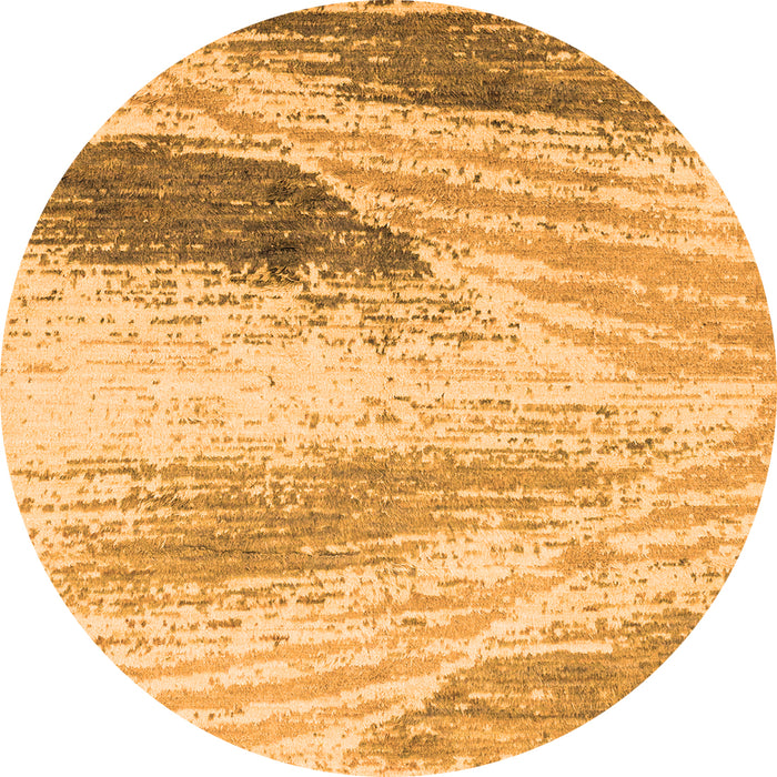 Round Machine Washable Abstract Orange Modern Area Rugs, wshabs2547org