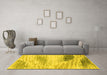 Machine Washable Abstract Yellow Modern Rug in a Living Room, wshabs2547yw