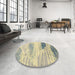 Round Machine Washable Abstract Brown Gold Rug in a Office, wshabs2547