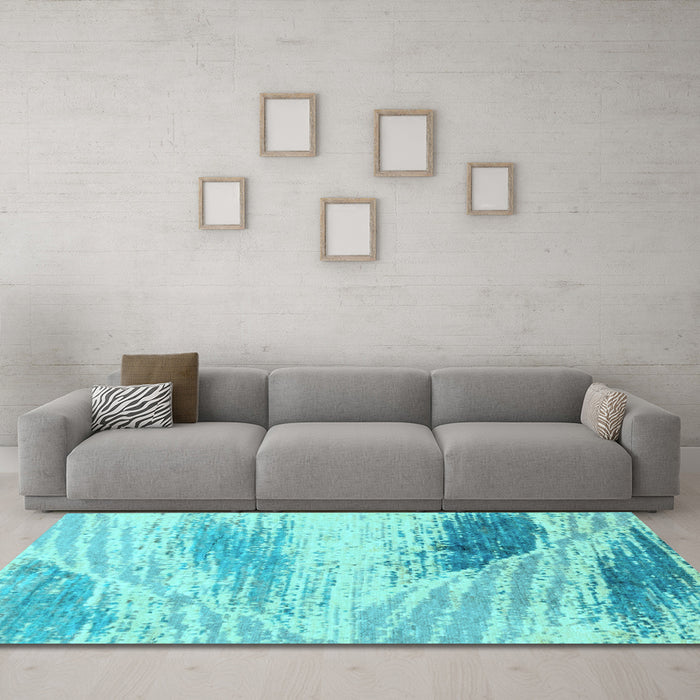 Machine Washable Abstract Light Blue Modern Rug in a Living Room, wshabs2547lblu