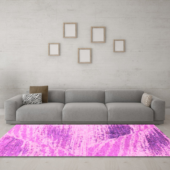 Machine Washable Abstract Pink Modern Rug in a Living Room, wshabs2547pnk