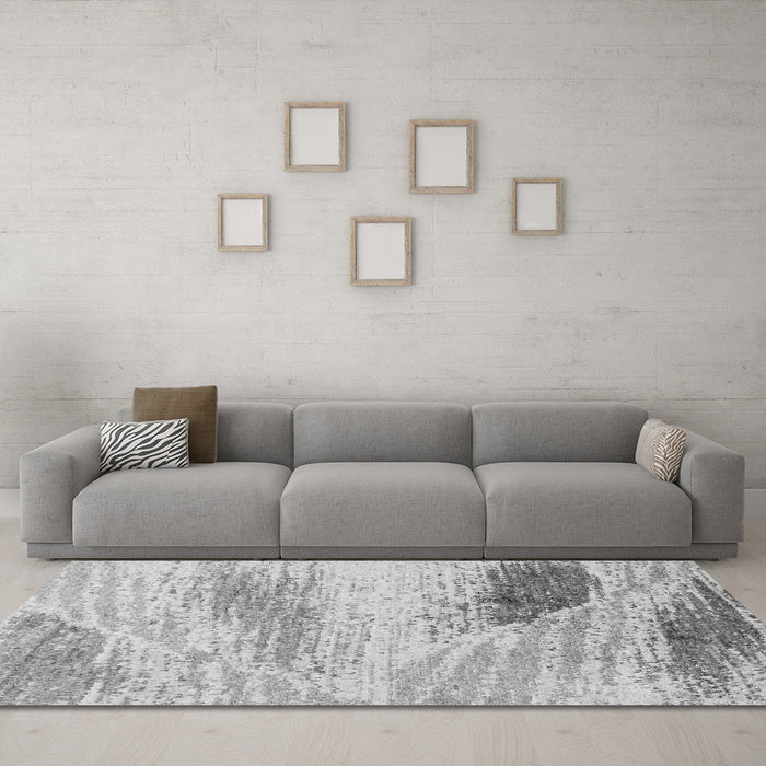 Machine Washable Abstract Gray Modern Rug in a Living Room,, wshabs2547gry