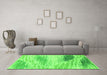 Machine Washable Abstract Green Modern Area Rugs in a Living Room,, wshabs2547grn