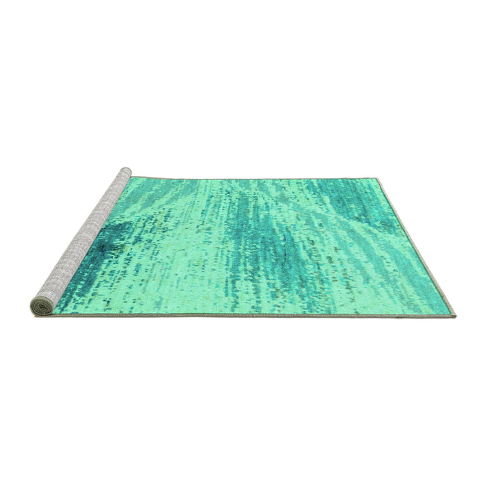 Sideview of Machine Washable Abstract Turquoise Modern Area Rugs, wshabs2547turq