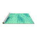 Sideview of Machine Washable Abstract Turquoise Modern Area Rugs, wshabs2547turq