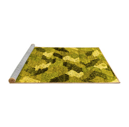 Sideview of Machine Washable Abstract Yellow Modern Rug, wshabs2548yw